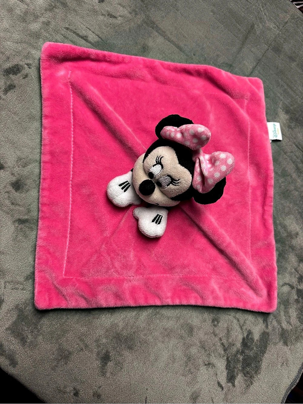 Disney Baby Minnie Mouse Pink Security Blanket Lovey Baby Pink & Black Security